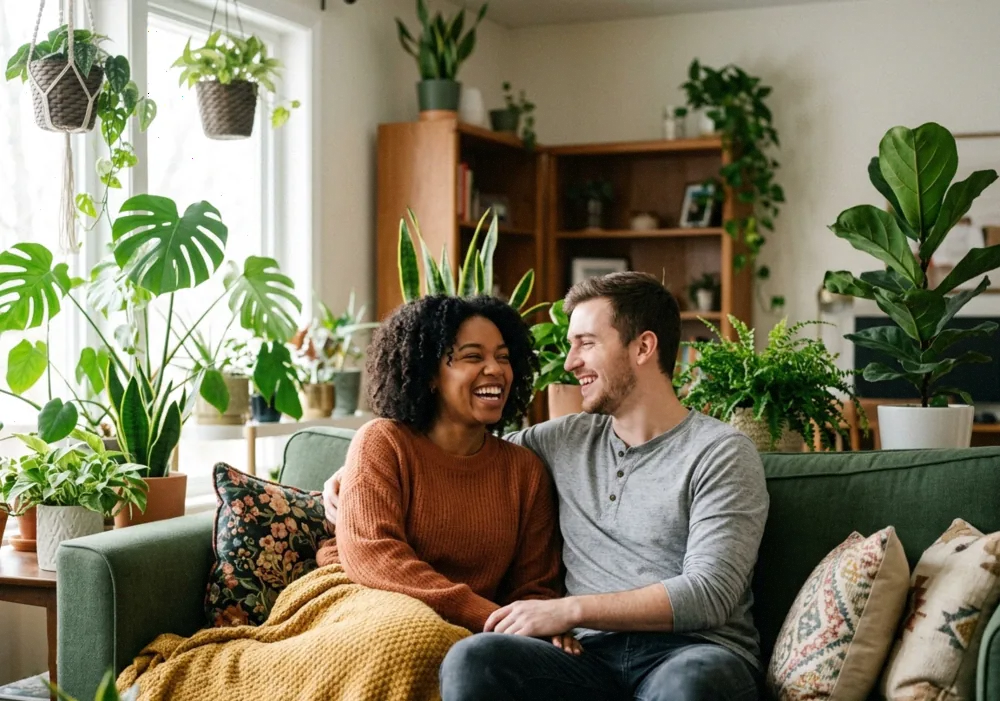 Two stoner singles laughing together